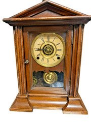 Antique E. Ingraham  Mantel Clock Open Escapement Alarm Strike Repair 1878 VIDEO