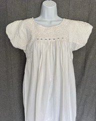 Antique Edwardian White Cotton Embroidered Lace Nightgown Sz Small Long Handmade