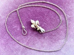 Antique Gold Filled FLEUR-DE-LIS Watch Pin Holder with Chain for Glasses Watch