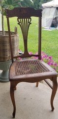 antique Grand Ledge chair Woven cane seating Michigan 1880s 1920s  Colonial folk