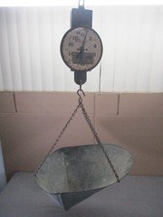 Antique Hanson 20lb Hanging Balance Scale with Hopper  A EXCELLENT DECOR PIECE