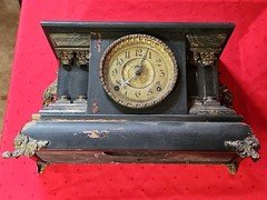 Antique Ingraham Keywind Chime Mantle Clock Untested No Key Restore/Part/Repair