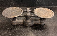 Antique Kinzer & Jones Cast Iron Balance Scale Double Pan Apothecary Scale