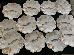 Antique LIMOGES T&V Fish 9" Plates