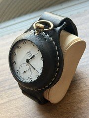 Antique Теllus Pocket Watch Mechanical Chronometer Leather Strap Super Swiss Old