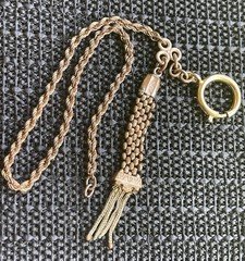 Antique Pocket Watch Chain Twist Rope Albertina Gold Filled w/Tassle FOB 11”