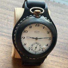 Antique Pocket Watch Mechanical Swiss P.W.C Silver 800 Chronometer Rare Old 20th