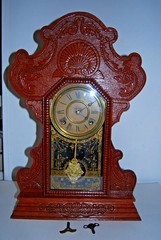 Antique Sessions Gingerbread Clock Carved Wood Shelf Mantle Mantel For Parts