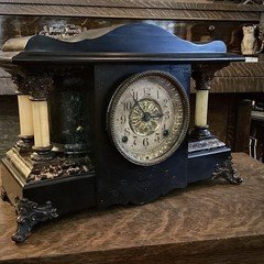Antique Seth Thomas Adamantine Mantel Clock Wavy Top Columns Vintage Key