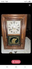 Antique Seth Thomas Schoolhouse Wall Clock Reverse Painted Dog Glass-Not Working
