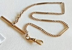 Antique Sovereign 14K Rose Gold Filled Fancy Filigree Pocket Watch Chain 12.5"