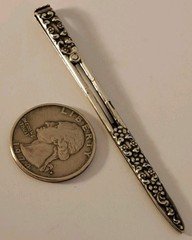 Antique Sterling Victorian Rococo Floral Cigarette Holder Roach Clip 3 1/8" COOL