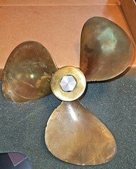 Antique three-bladed marine propeller made of bronze or naval brass