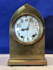 Antique USA Seth Thomas Brass Strikes Clock,mechanical Movement .brass Case,