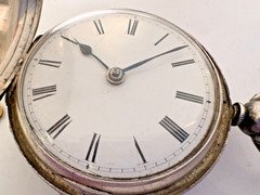 ANTIQUE VICTORIAN 1847 ANTIQUE FULL HUNTER VERGE SILVER POCKET WATCH , KEY INCL