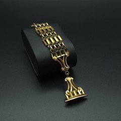 Antique Victorian Gold Filled Albertina Watch Chain Dog Clip Ornate Fob
