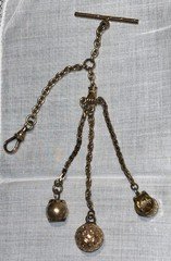 Antique Victorian Gold / Gold Filled Watch Fob Chatelaine Chain Charms T Bar