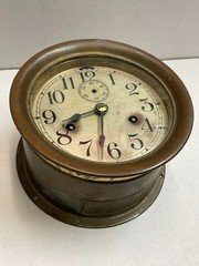 Antique Vintage 7” Brass Seth Thomas Ships Bell Clock - runs