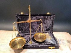 Antique Vintage Style Brass Balance Scales w Box