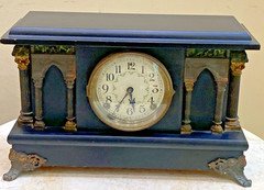 Antique Working Sessions Mantel Clock  Columns Wind-Up Chime USA Unique