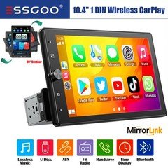 Apple CarPlay 10.4" Single DIN Car Stereo Rotatable Touch Screen USB AUX TF FM