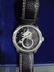 ARAGON Anviator Men's Quartz 43mm Dragon Dial 100m Black Leather Strap Box