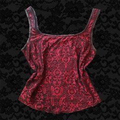 Arianne Vintage GothicWomens Red & Black Floral Tank Top Regular Size M/S