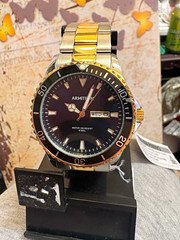 Armitron Men's Two-Tone Stainless Bracelet Watch Black Dial Day/Date WR