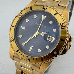 Armitron Quartz Watch Men 50m Gold Tone Steel Rotating Bezel New Battery 7.75"