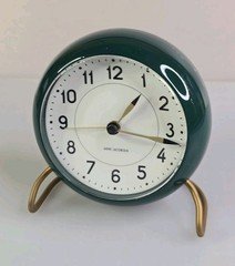Arne Jacobsen Danish Station Clock Lighted Alarm Clock w/Snooze LOOK WORKS PERFE