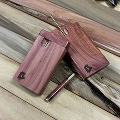 Aromatic Cedar Wood 3.5” Dugout Stash Box w Bat/One Hitter Pipe & Poker Set- USA
