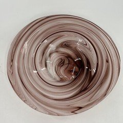 Art Glass Blown Oval Purple Swirl Bowl Platter 13.5x12.5x2.5"