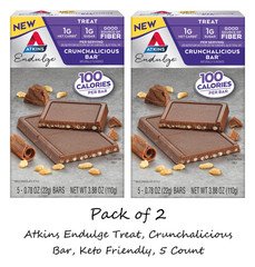 Atkins Endulge Treat, Crunchalicious Bar, Keto Friendly, 5 Count ( Total 10 Ct)