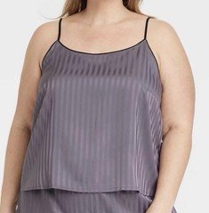 Auden Camisole Tank Top Sleepwear Sz XXL Stripe Purple Satin Coquette Romantic