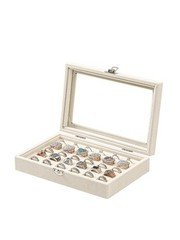 Ausalivan Ring Holder Organizer Box,Jewelry Display 30 Slots Ring, Beige