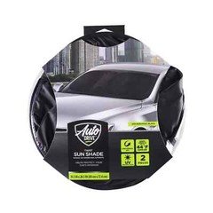 Auto Drive Twist Sunshade Universal Fit Car Windshield Black Holographic 1 Pair