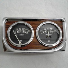 AUTO SW OIL PRESSURE AND AMPERE GAUGES WITH UNDER DASH WOODTONE MOUNT 1960s