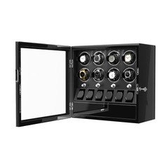 Automatic Rotation LED 8 Watch Winder with 6 Watches Display Storage Box Case