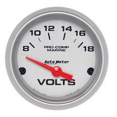 AutoMeter 200756-33 Marine Silver Voltmeter 2-1/16" 18V Electric