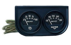 Autometer 2345 Auto Gage Gauge Console, Oilp/Wtmp, 2-1/16", 100 PSI/280 F, Blk