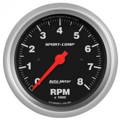 Autometer Sport-Comp 3-3-8 inch 8000 RPM Electronic In Dash Tach 3991
