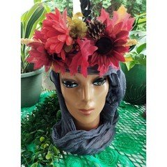 Autumn Reds Pinecone Crown