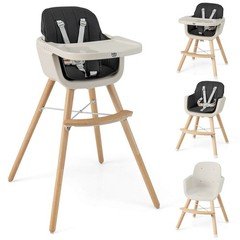 Baby High Chair 6-in-1 Convertible Wooden Highchair for Babies & Toddlers