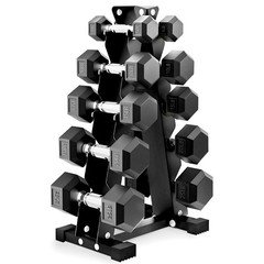 BalanceFrom Dumbbell Set with Stand, Rubber Encased Home Gym Hand Weights, 150lb