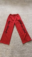 Balenciaga Red Solid Sweatpants Pants, Drawstring, Embroidered, Size 2