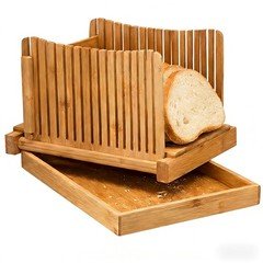 Bamboo Bread Slicer for Homemade Bread, Adjustable with One Size, Birch color