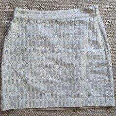 Banana Republic Geometric Jacquard Pencil Skirt Beige/Silver Zip Womens 4