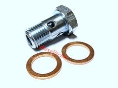 Banjo bolt & washers, Bolt M 14-1.5 Thread. Bolt head about 3/4" Common Any Fuel