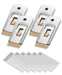 Bates Choice Metal Razor Blade Scraper Tool, 4 Pack, 60 Extra Blades, Silver
