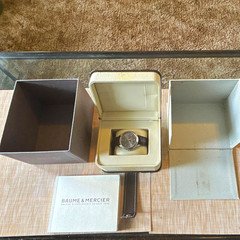 Baume & Mercier Clifton Automatic 65730 Gray Dial Date SS Leather Watch w/ Box